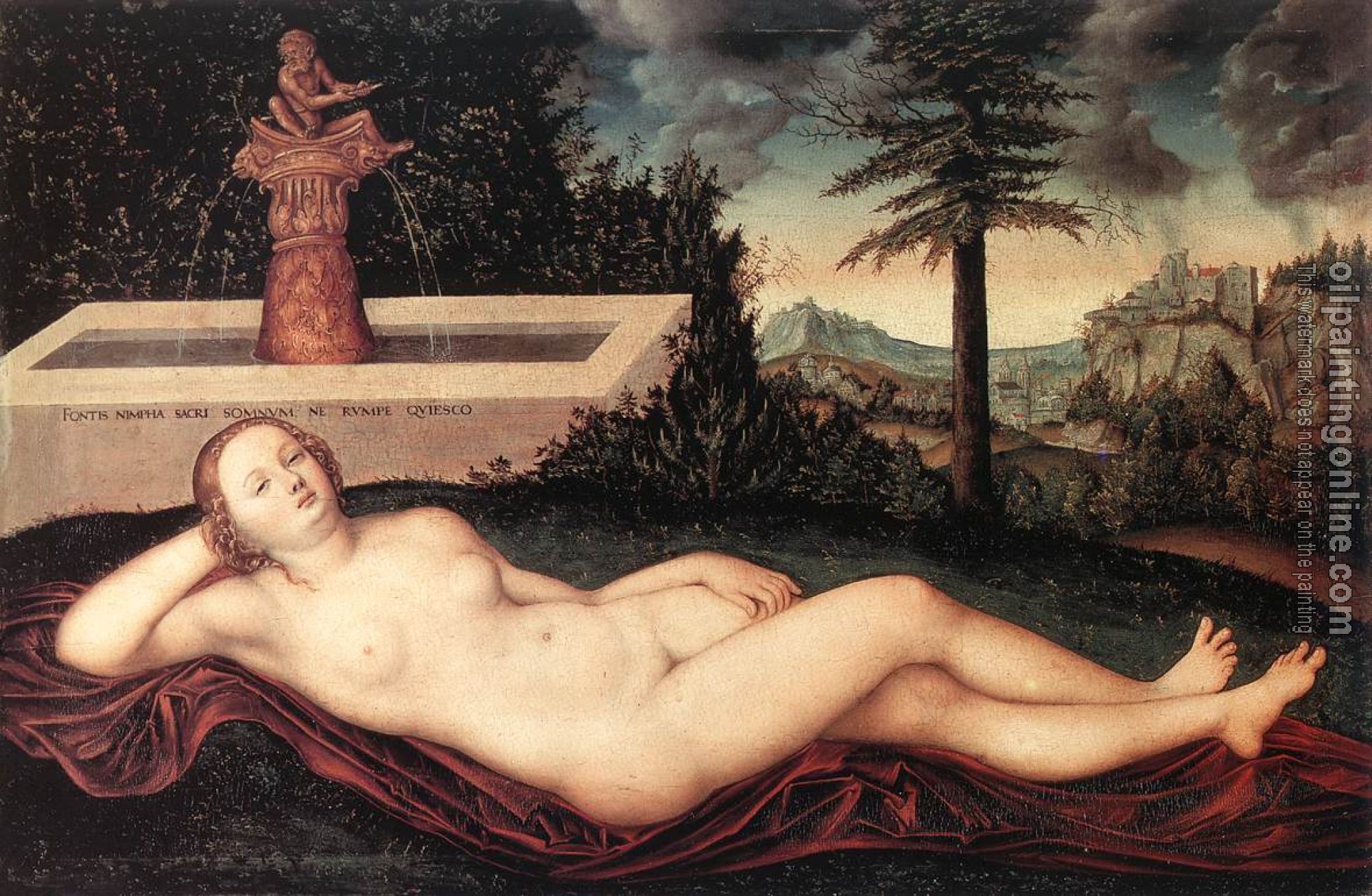 Lucas il Vecchio Cranach - Reclining River Nymph at the Fountain